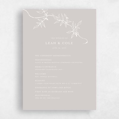 Oatmeal, Grey Wedding Program - Sinclair