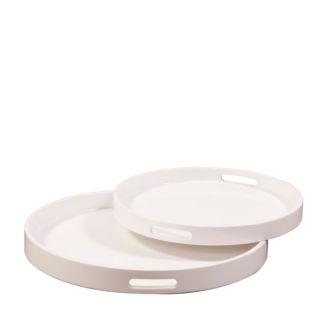 Howard Elliott Lacquer Round Wood Tray Set