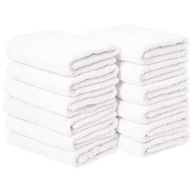 AmazonBasics Cotton Hand Towels - Pack of 12, White