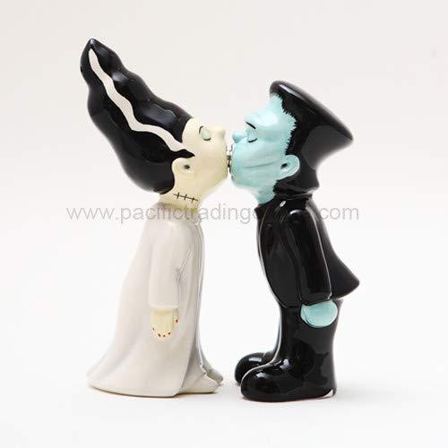Pacific Giftware Zombies Monster and Bride Magnetic Ceramic Halloween Salt and Pepper Shakers