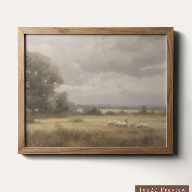 Walnut Framed Modern Christian Artwork 18x20