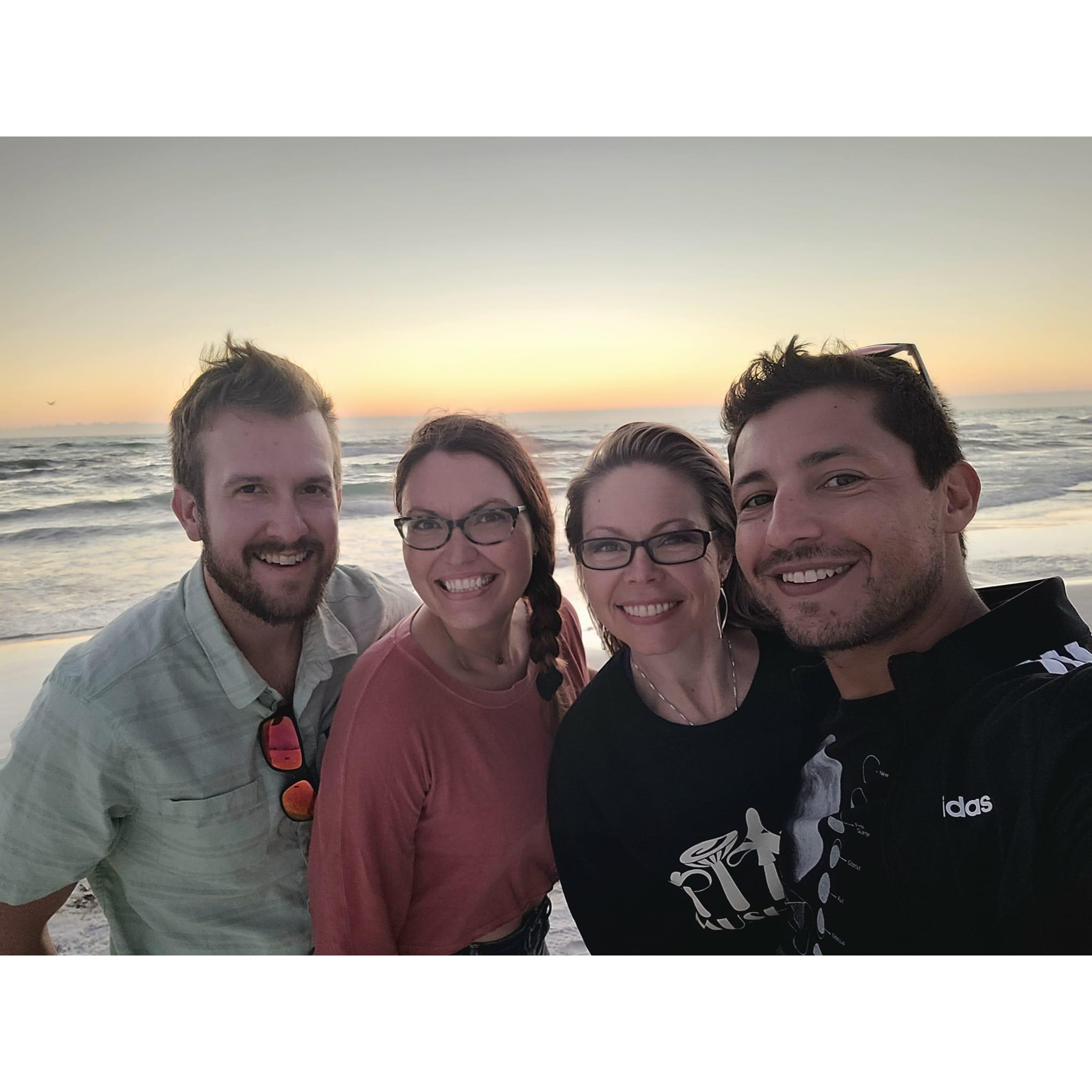 Best Man, Maid of Honor, Bride & Groom at Siesta Key Beach in Florida.