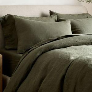 European Linen Duvet Cover - King/Cal King - Dusty Olive