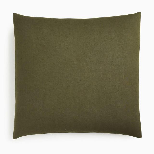 European Flax Linen Duvet, Euro Sham, Dark Olive
