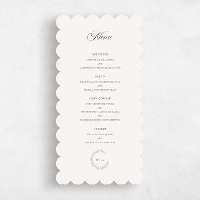 Beige Scalloped Wedding Menu - Goundry