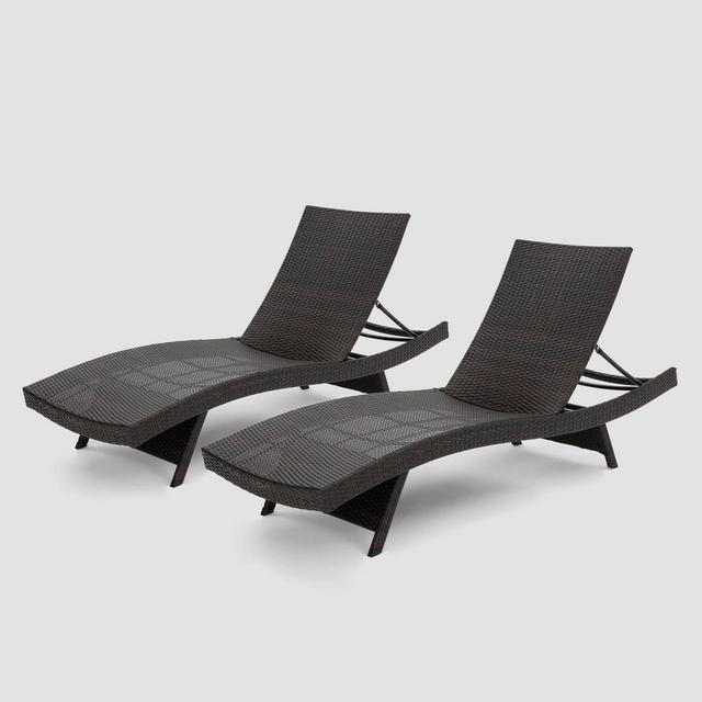 Salem 2pk Wicker Adjustable Chaise Lounge Chair - Brown - Christopher Knight Home