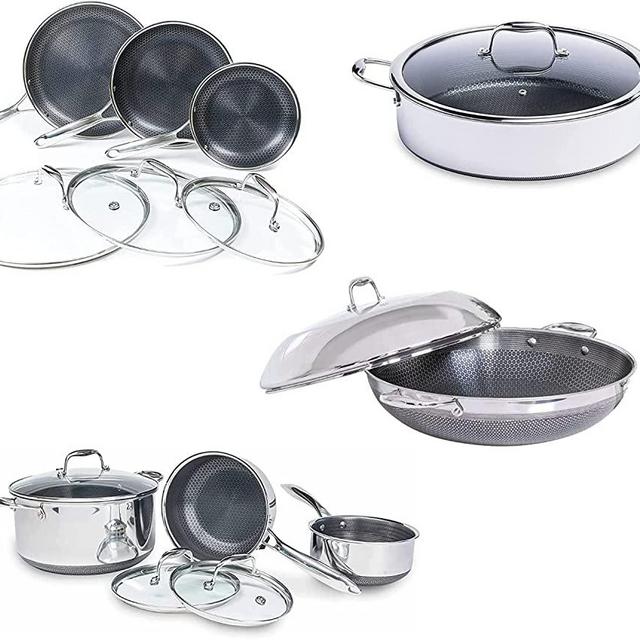 HexClad, Kitchen, 4 Inch Hybrid Nonstick Wok And Lid Dishwasher And Oven  Friendly Compatible Wi