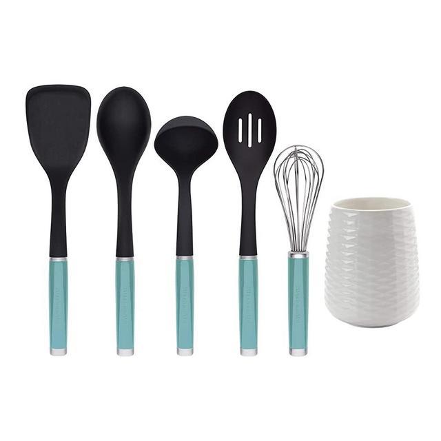 Kitchenaid Tool and Gadget Set with Crock, 6-Piece, Aqua