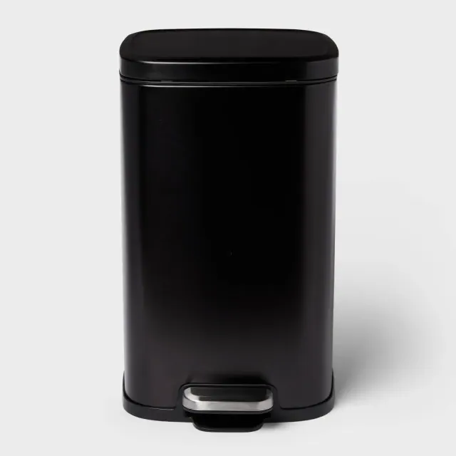 12L Soft Square Black Stainless Step Trash Can - Brightroom™