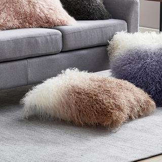 Dip Dye Sheepskin Decorative Pillow