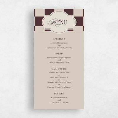 Brown Wedding Menu - Sarlat