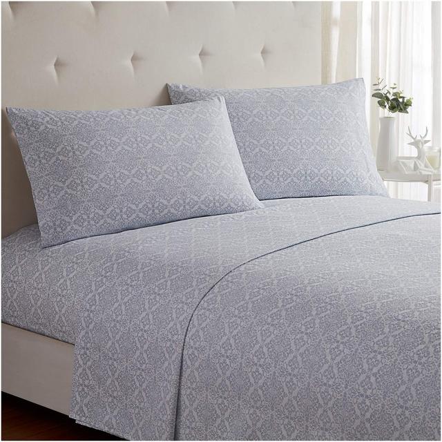 Mellanni Bed Sheet Set - Brushed Microfiber 1800 Bedding - Wrinkle, Fade, Stain Resistant - 4 Piece (Queen, Laced Sky Blue)