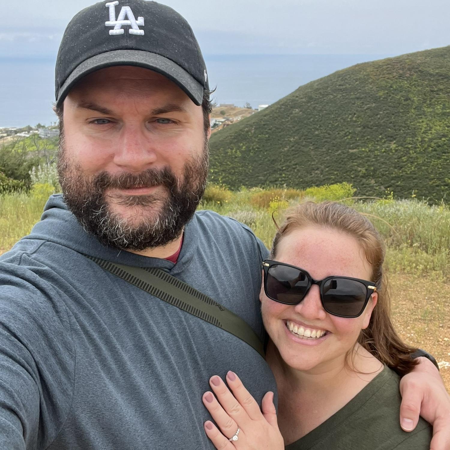 Moments after Joe proposed on this hike in Malibu!