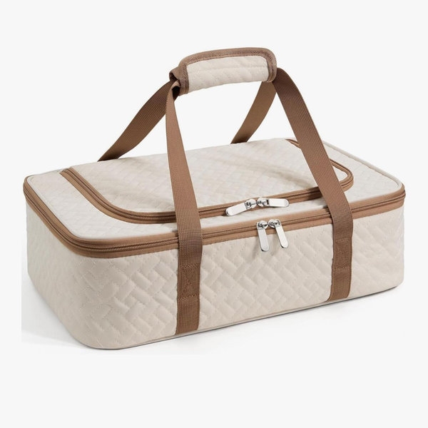 Insulated Casserole Carrier - Portable Casserole Carrier for Hot or Cold Food, Lasagna Holder for Parties,Picnic,Cookouts,Traveling - Fits 9" x 13" Baking Dish (Beige)