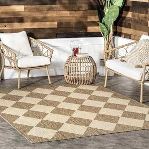 nuLOOM 6' 7" x 9' Outdoor Performance Rug, Sabina Brown