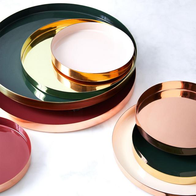 Copper and Brass Louise Trays - Large, Copper & White
