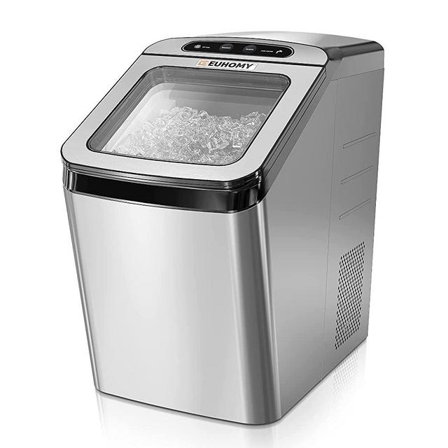 Euhomy Nugget Ice Maker Countertop, Ice Maker 26lb/Day, Self-Cleaning & Auto Water Refill Pellet ice Maker, Sonic Ice Maker for Home/Kitchen/Office.