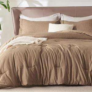 Bedsure King Size Comforter Set - Brown Soft Bedding for All Seasons, Cationic Dyed Bed Set, 3 Pieces, 1 King Size Comforter (104"x90") and 2 Pillow Shams (20"x36"+2")