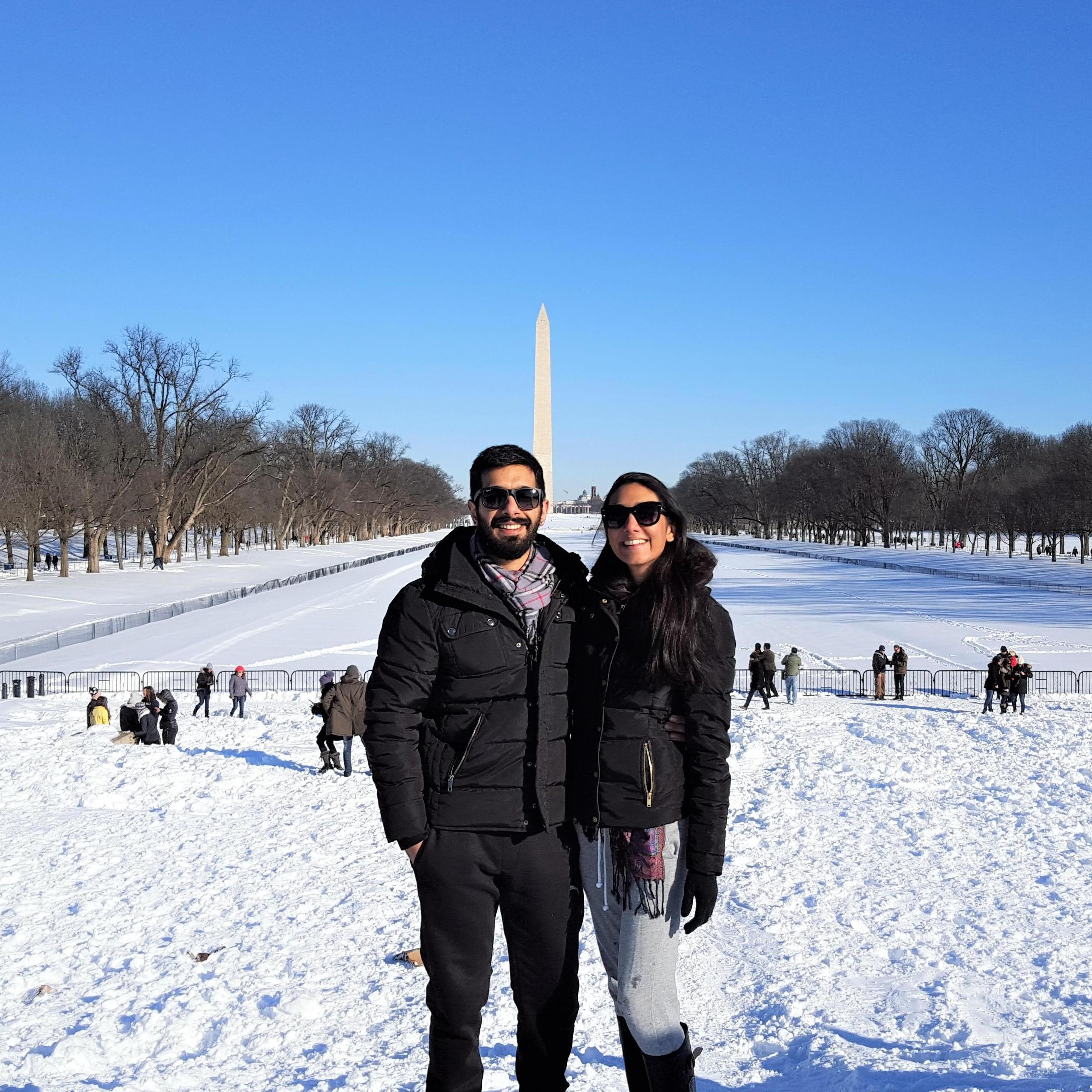 Madhav & Nidhi survived a winter storm/blizzard named Jonas in D.C. January 2016.