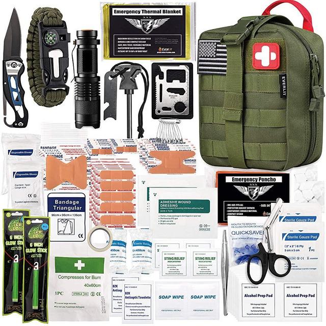 EVERLIT 250 Pieces Survival First Aid Kit IFAK Molle System Compatible Outdoor Gear Emergency Kits Trauma Bag for Camping Boat Hunting Hiking Home Car Earthquake and Adventures