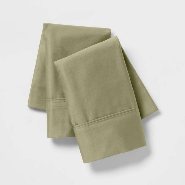Standard 400 Thread Count Solid Performance Pillowcase Set Green - Threshold™