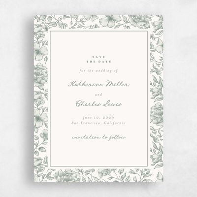Deep Sage, Green Wedding Save the Date - Sogno Portrait