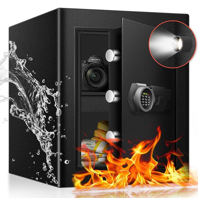Fdsutvit Safe Box, 2.3 Cu Ft Home Safe, Steel Security with Digital Electronic Keypad, Safety Lock Box for Home, Removable Shelf, Office safe for Documents Money Jewelry Guns