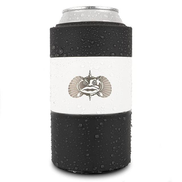 Toadfish Non-Tipping Can Cooler for 12oz Cans - Suction Cup Cooler for Beer & Soda - Includes Slim Can Adapter - Stainless Steel Double-Wall Vacuum Insulated Cooler - White
