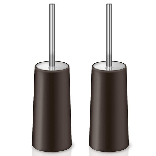 IXO Toilet Brush and Holder, 2 Pack Toilet Brush with 304 Stainless Steel Long Handle, Toilet Bowl Brush for Bathroom Toilet-Ergonomic, Elegant,Durable(Bronze)