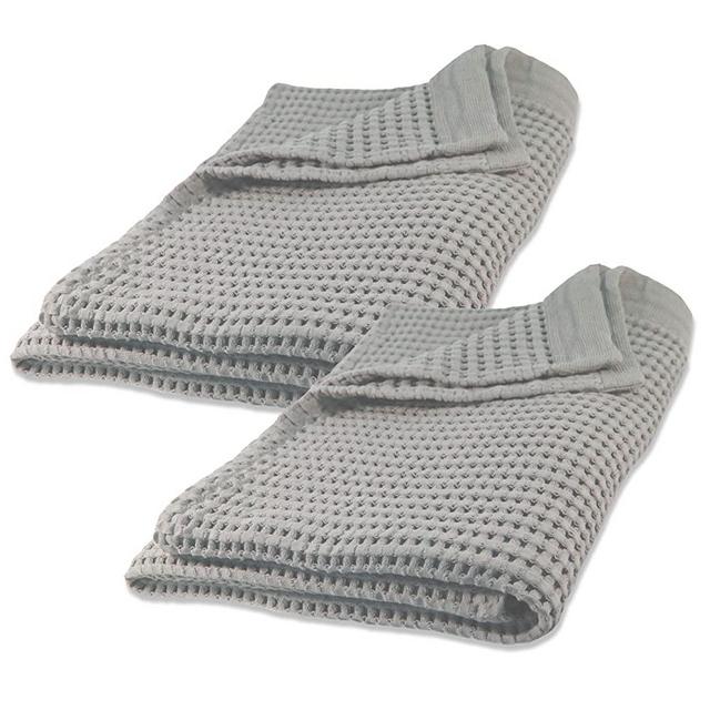Gilden Tree Waffle Towels Quick Dry Thin, 2 Pack Bath Sheets 40x80 Oversized Extra Large for Adults for Bathroom, Modern Style (Pewter)