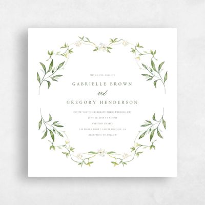 Green Floral Wedding Invitation - Verdure Square