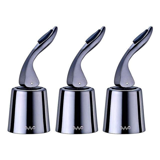 OWO Wine bottle Stopper, Wine Saver with Silicone, Decorative Wine Preserver, Wine Toppers Stopper,Reusable Wine Cork Keeps Wine Fresh (Metal Black, 3 Pack)