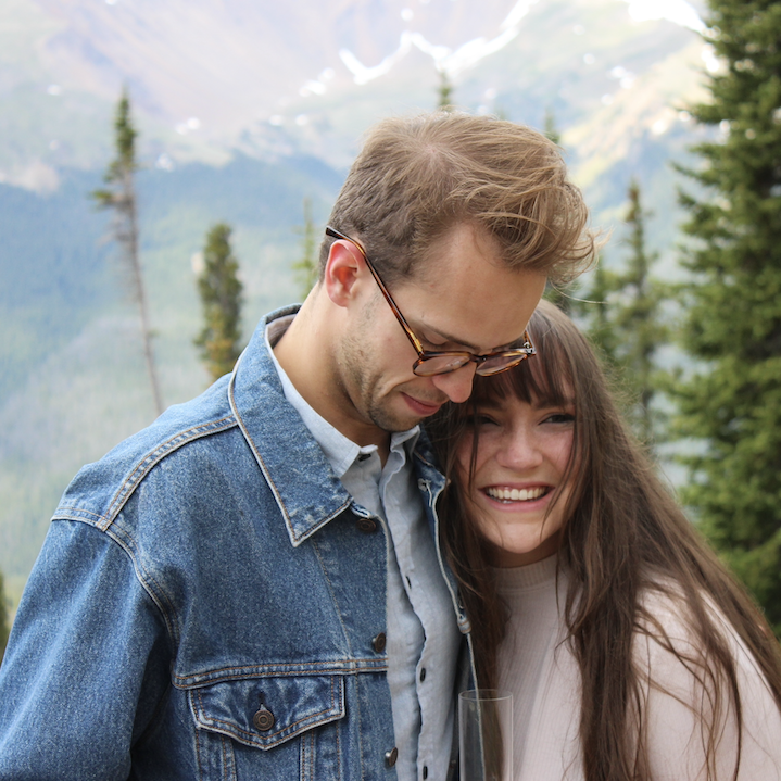 This is a picture our friends took at our engagement! They hid in the trees & all collaborated together to surprise Liz!