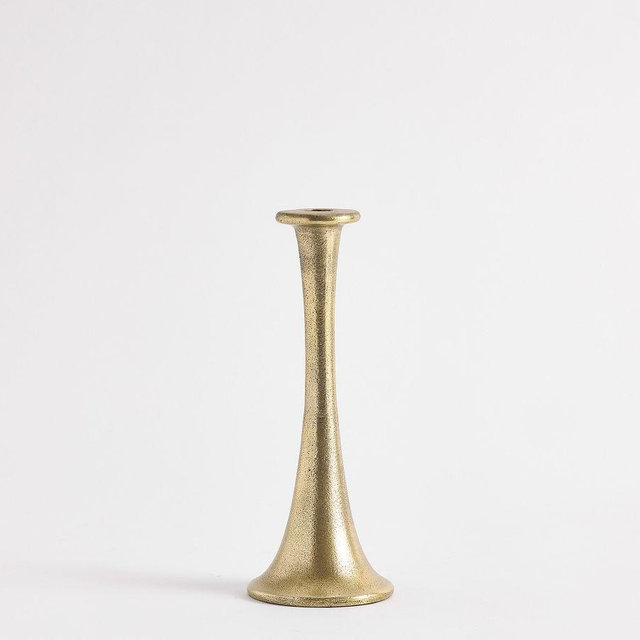 Trumpet Taper Candle Holder, Brass, Medium