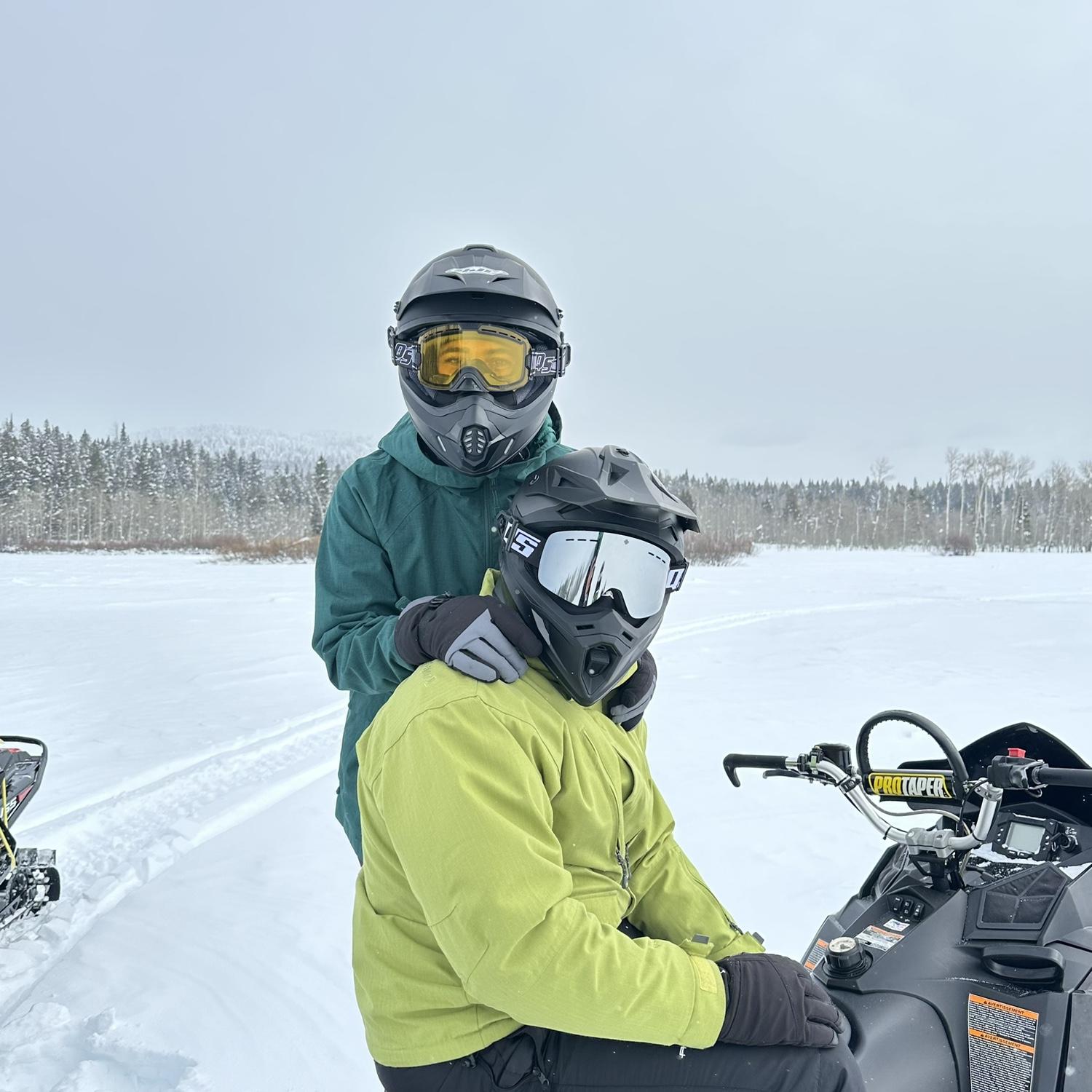 Snowmobiling at Brooke's family cabin in Island Park, Idaho
