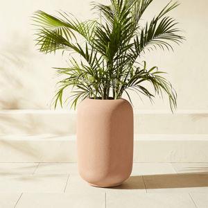 Anique Round Taupe Cement Outdoor Planter, Tall | CB2
