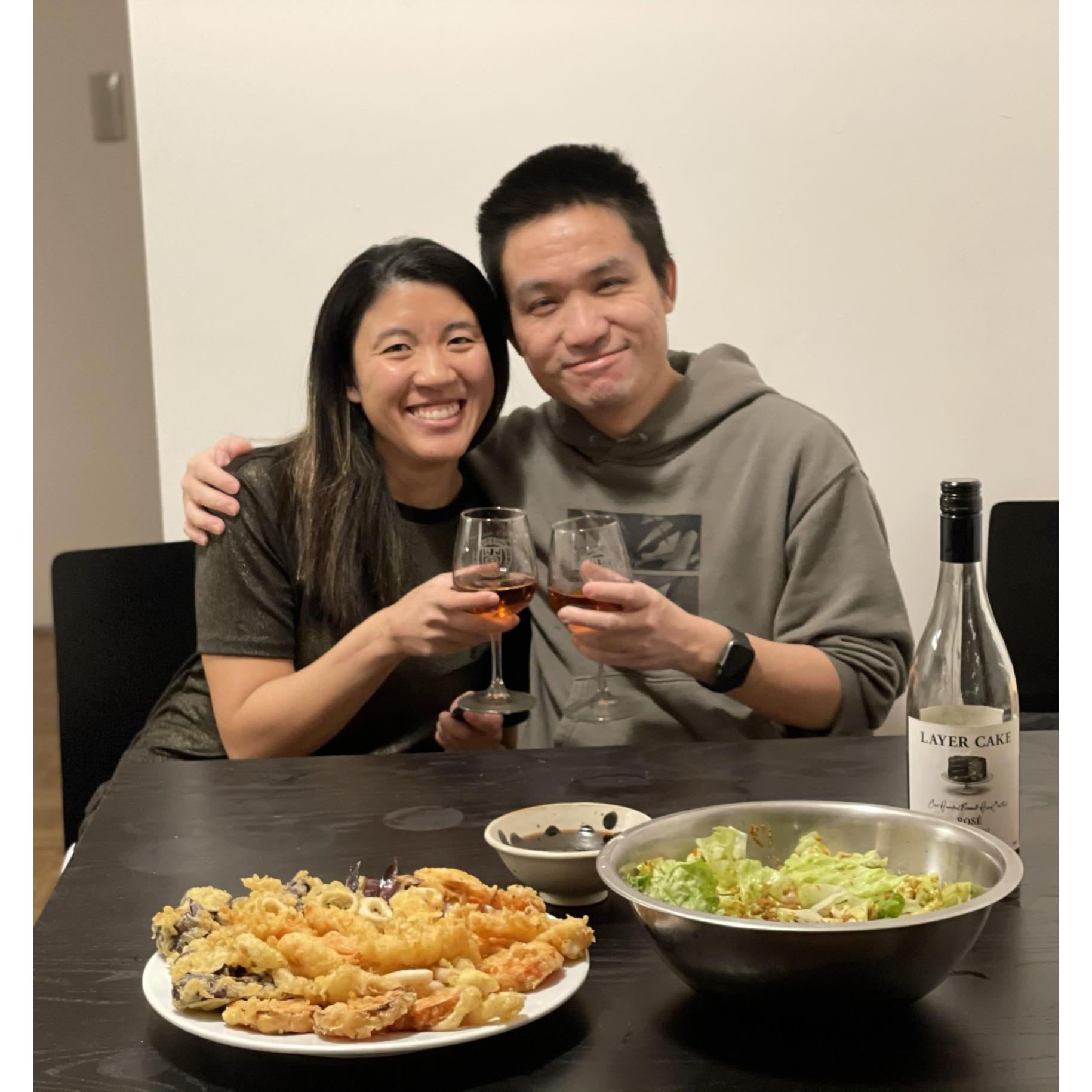 Yannie deep-fried tempura (and ice cream) for John's birthday