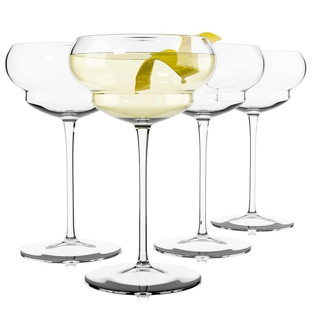 Luigi Bormioli Backdoor 20's - 5.75 Oz. Nick and Nora Cocktail Glasses Set of 4 - Unique and Modern Crystal Coupe Martini Glass - Made in Italy, Dishwasher Safe