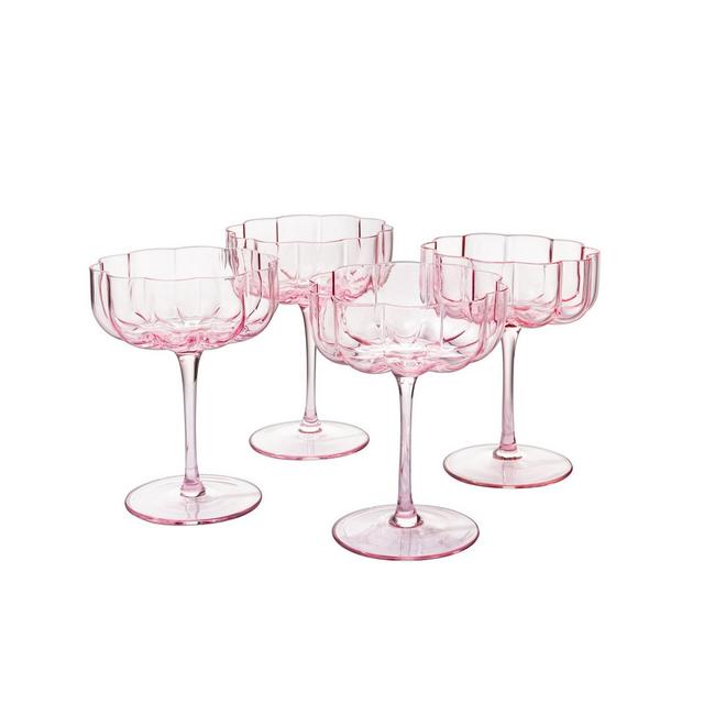 The Wine Savant Martini and Champagne Flower Vintage Glass Coupes, Set of 4