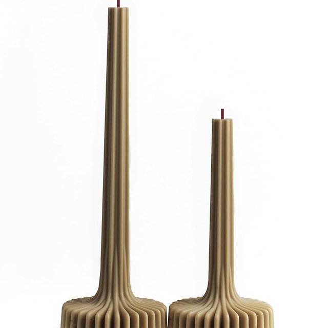 LAWA Set of 2 Vase Candle - Beautiful Handmade Pillar Unscented Soy Wax Elegant Aesthetic Candle Housewarming Gift Home Room Shelf Decor Idea Olive Beige