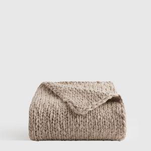 Neutral Chunky Hand Knit Wool Throw