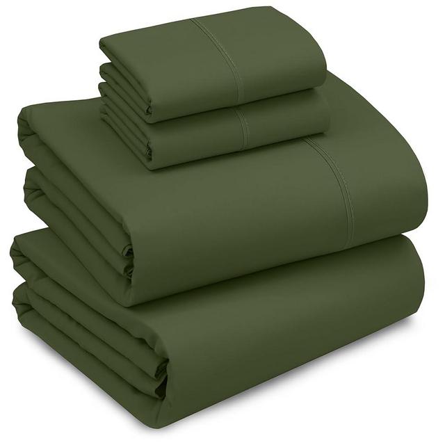 RUVANTI 100% Cotton Sheets for King Size Bed - Crispy Cooling Percale Sheets - Breathable & Durable King Sheet Set - Deep Pocket 16 Inches - Chive - 4 Pieces
