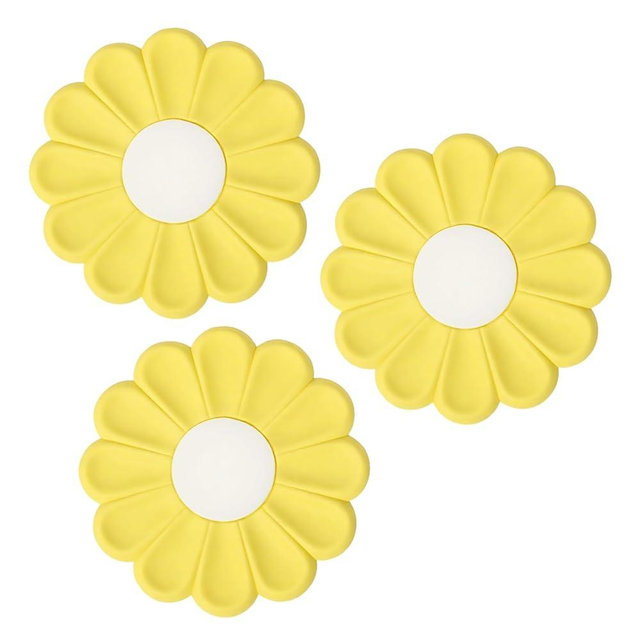 Betoom 3Pcs 6.7Inch Daisy Silicone Trivets, Flower Shape Heat Resistant Flexible Hot Pads for Hot Pots and Dishes, Round Table Protectors for Kitchen Dining