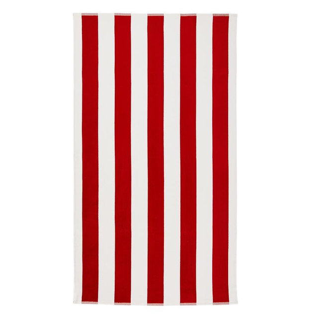 Red Classic Awning Striped Beach Towel