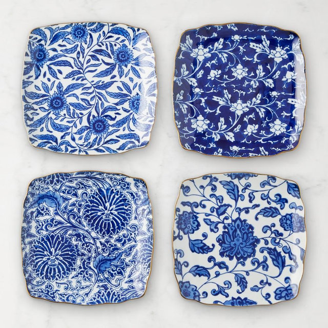 Marlo Thomas x Williams Sonoma Blue Floral Appetizer Plates, Set of 8