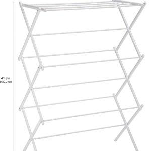 Amazon Basics Foldable Portable Laundry Rack for Air Drying Clothing, Indoor Outdoor Use - 14.5" D x 29.5" W x 41.8" H, White
