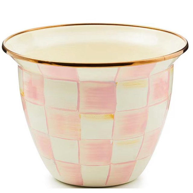 MacKenzie-Childs Check Enamel Large Flower Pot