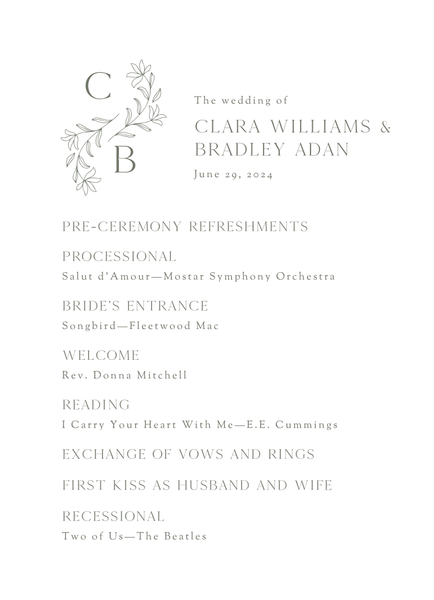 Creston | Dark Sage | Zola Wedding Programs