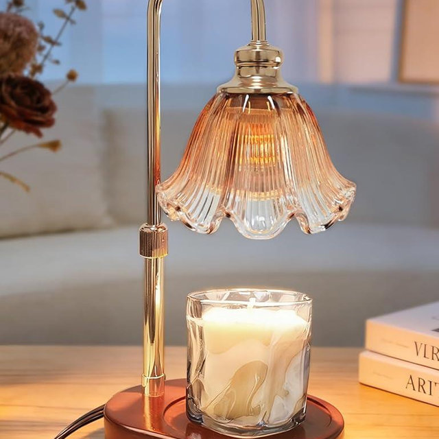 Banbanda Candle Warmer Lamp with Timer: Birthday Gifts for Women, House Warming Gifts New Home Decor – Height Adjustable Candle Lamp for Mom, Anniversary - Walnut Solid Wood Base, with 2 Bulbs