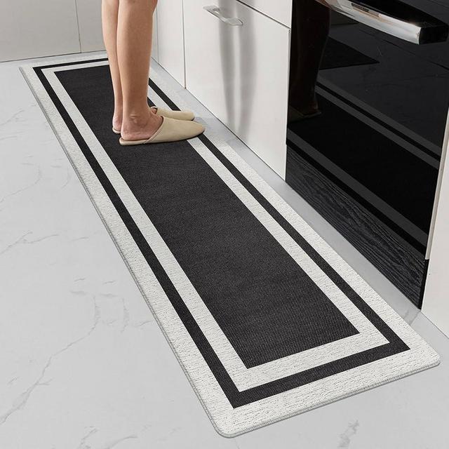 ATRUG Anti Fatigue Kitchen Floor Mat Cushioned Non-Skid Waterproof Floor Mat Ergonomic Comfort Foam Standing Rugs for Floor for Kitchen, Floor, Office, Sink, Laundry Black 17.3 Inch x 59 Inch